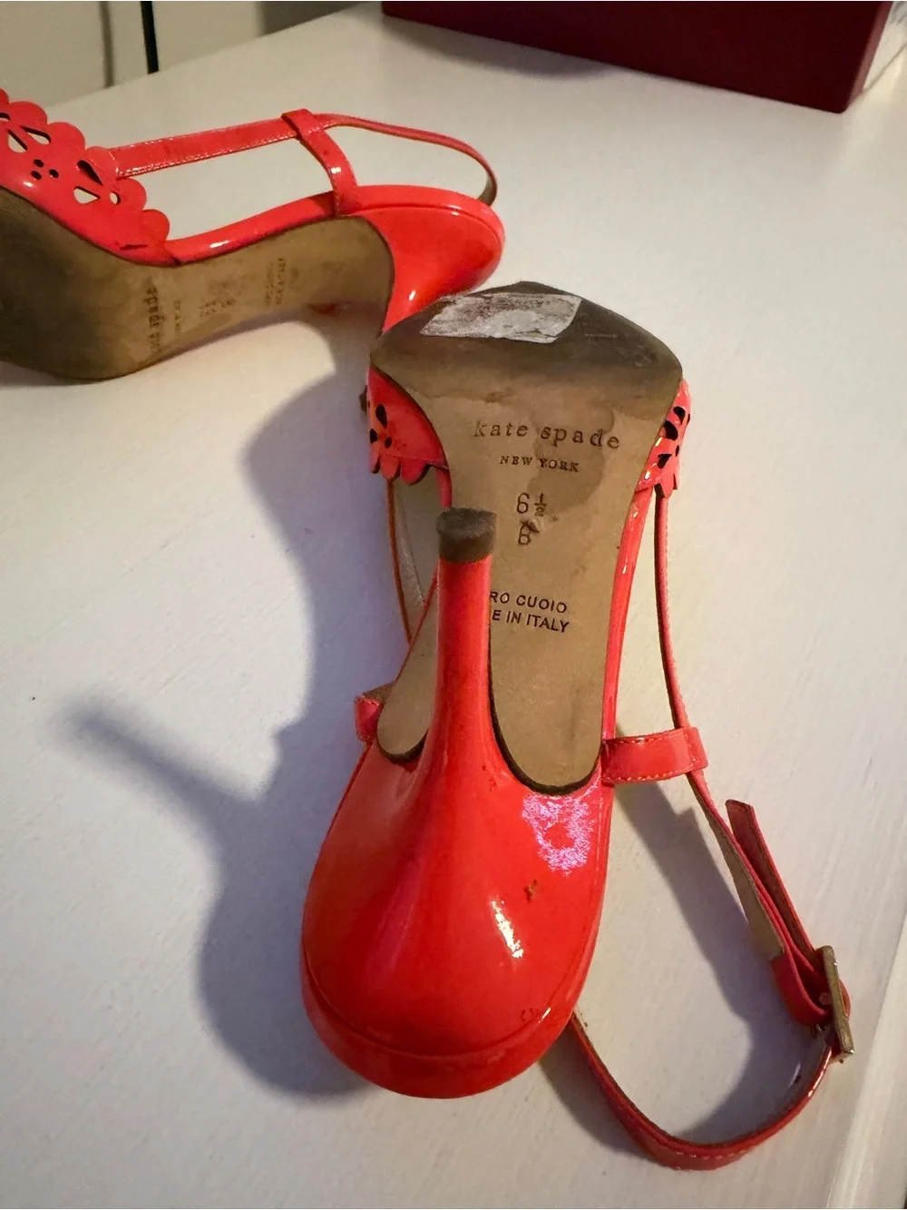 kate spade Coral Laser-Cut Pointed Slingback Heels